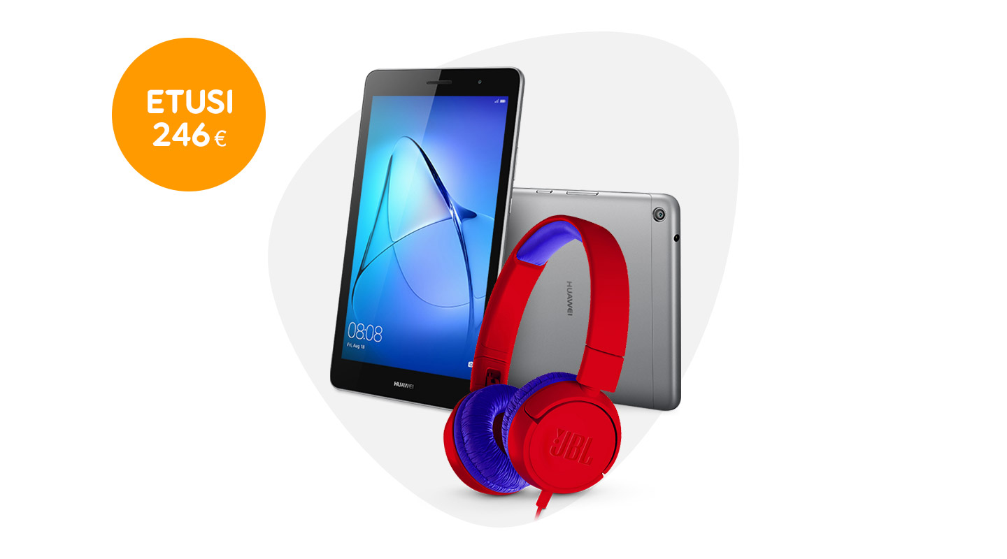 Huawei Mediapad T3 8 + JBL JR300 -kuulokkeet kaupan päälle
