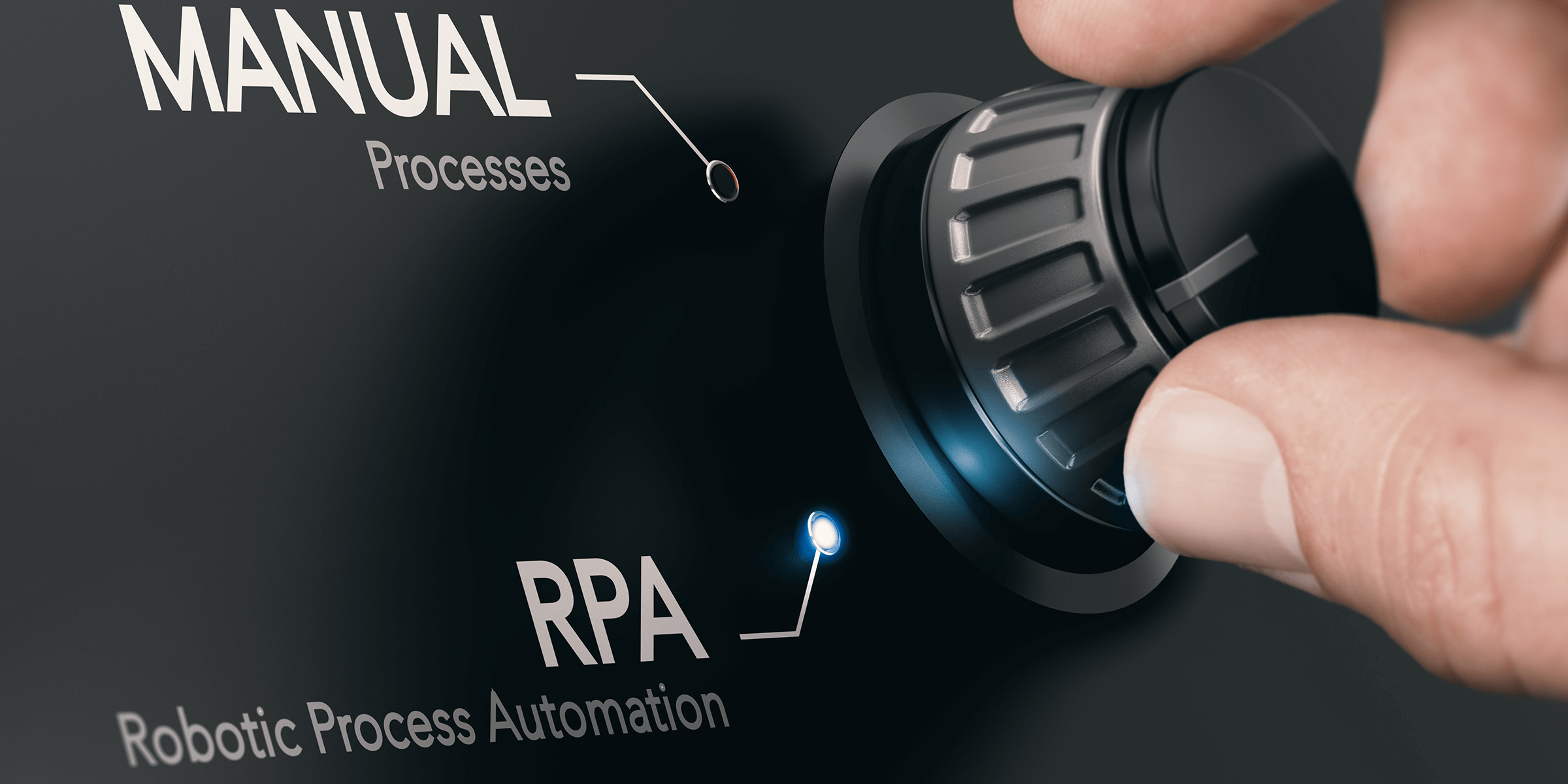 Sormet kääntävät säädintä kohtien ”Manual Processes” ja ”RPA Robotic Process Automation” välillä.