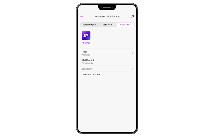 Telia Dot HBO Max hallinnointi